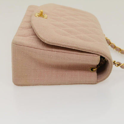 CHANEL Matelasse Turn Lock Chain Diana Shoulder Bag Canvas Pink CC 29889A