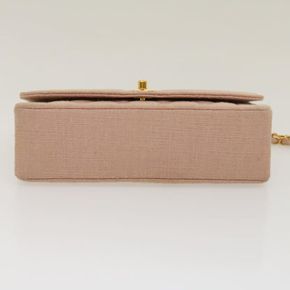 CHANEL Matelasse Turn Lock Chain Diana Shoulder Bag Canvas Pink CC 29889A