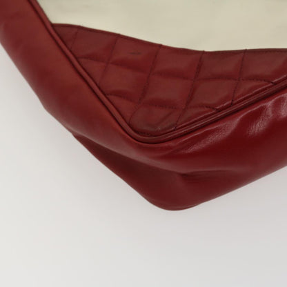 CHANEL Matelasse Chain Shoulder Bag Lamb Skin Enamel Red Clear CC 29894A