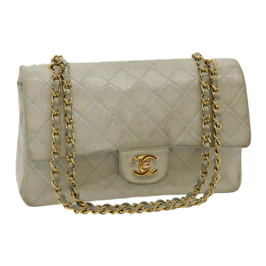 CHANEL Classic Matelasse 25 Double Chain Flap Shoulder Bag Lamb Skin 29961A