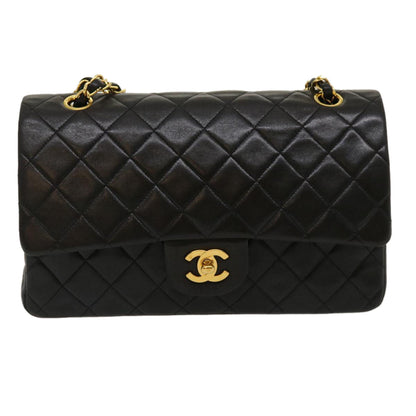 CHANEL Classic Matelasse 25 Chain Flap Shoulder Bag Lamb Skin Black 29962A