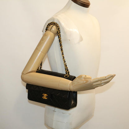 CHANEL Classic Matelasse 25 Chain Flap Shoulder Bag Lamb Skin Black 29962A