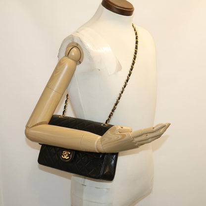 CHANEL Classic Matelasse 25 Chain Flap Shoulder Bag Lamb Skin Black 29962A