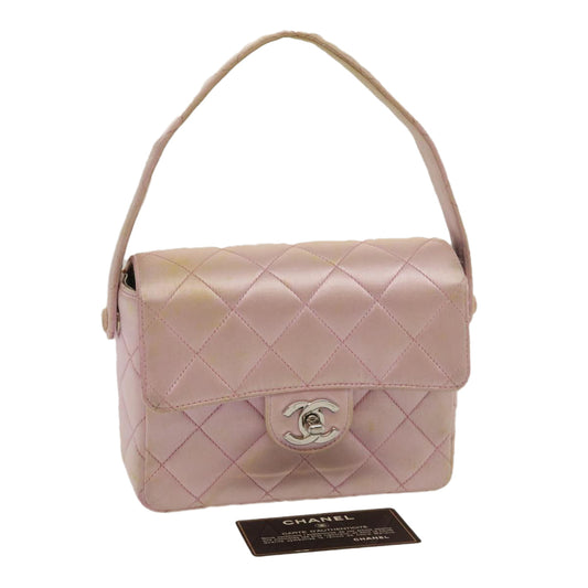 CHANEL Matelasse Hand Bag Silk Satin Pink CC 29999A