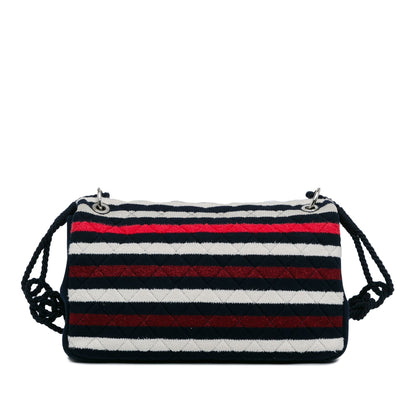Chanel Sac Maxi Multicolor Stripe Jersey Rope Flap