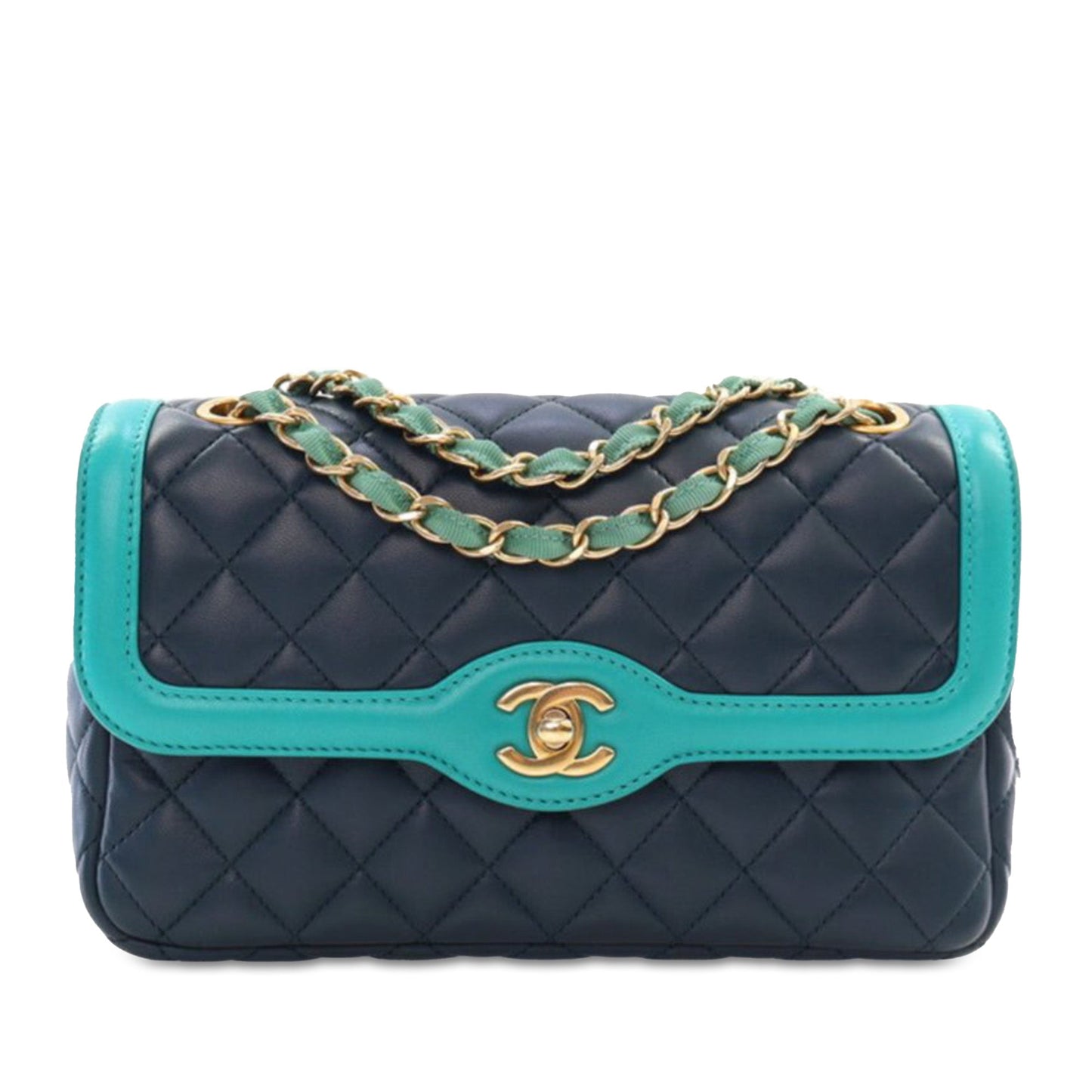 Blue Chanel Medium Quilted Lambskin Two-Tone Day Flap Crossbody Bag