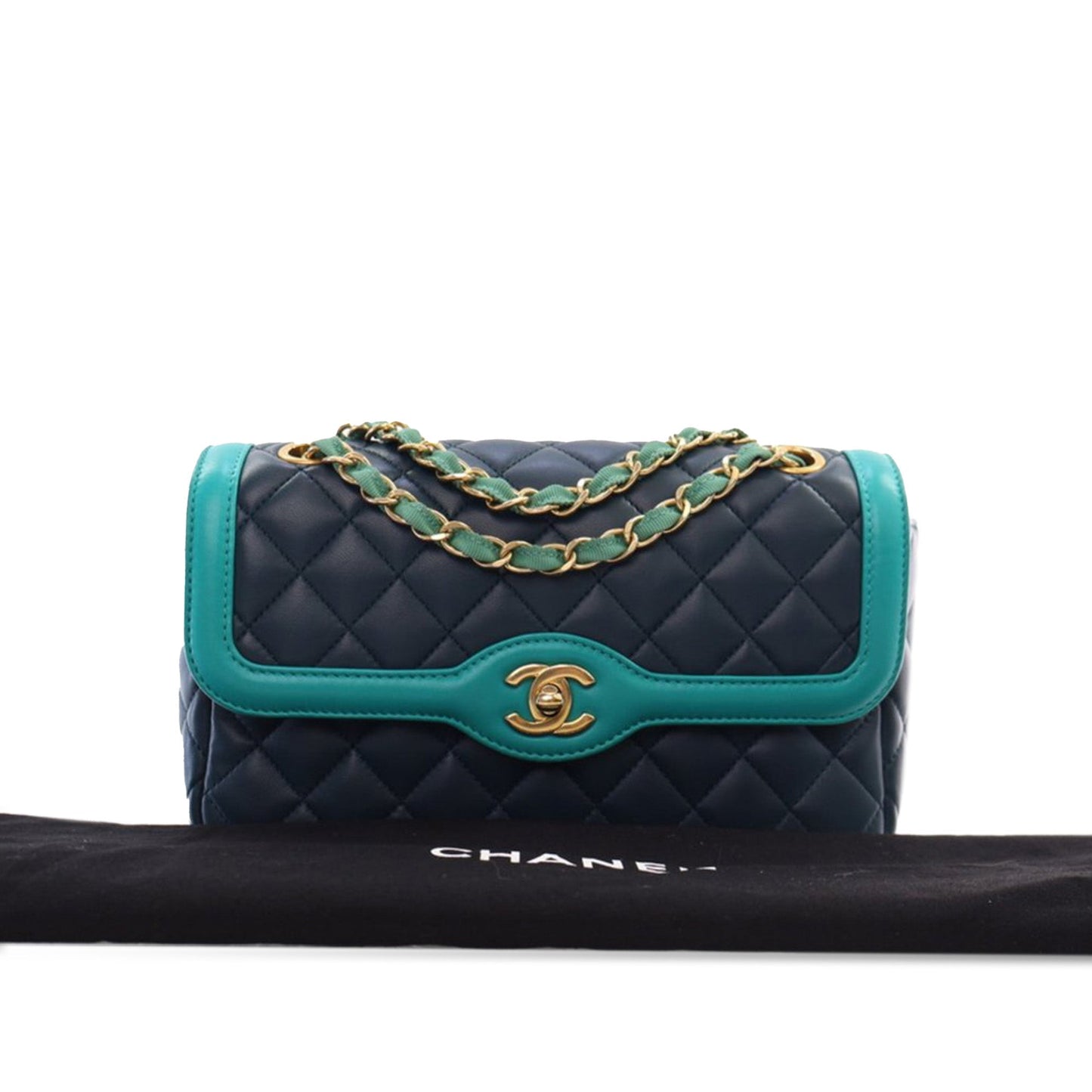 Blue Chanel Medium Quilted Lambskin Two-Tone Day Flap Crossbody Bag