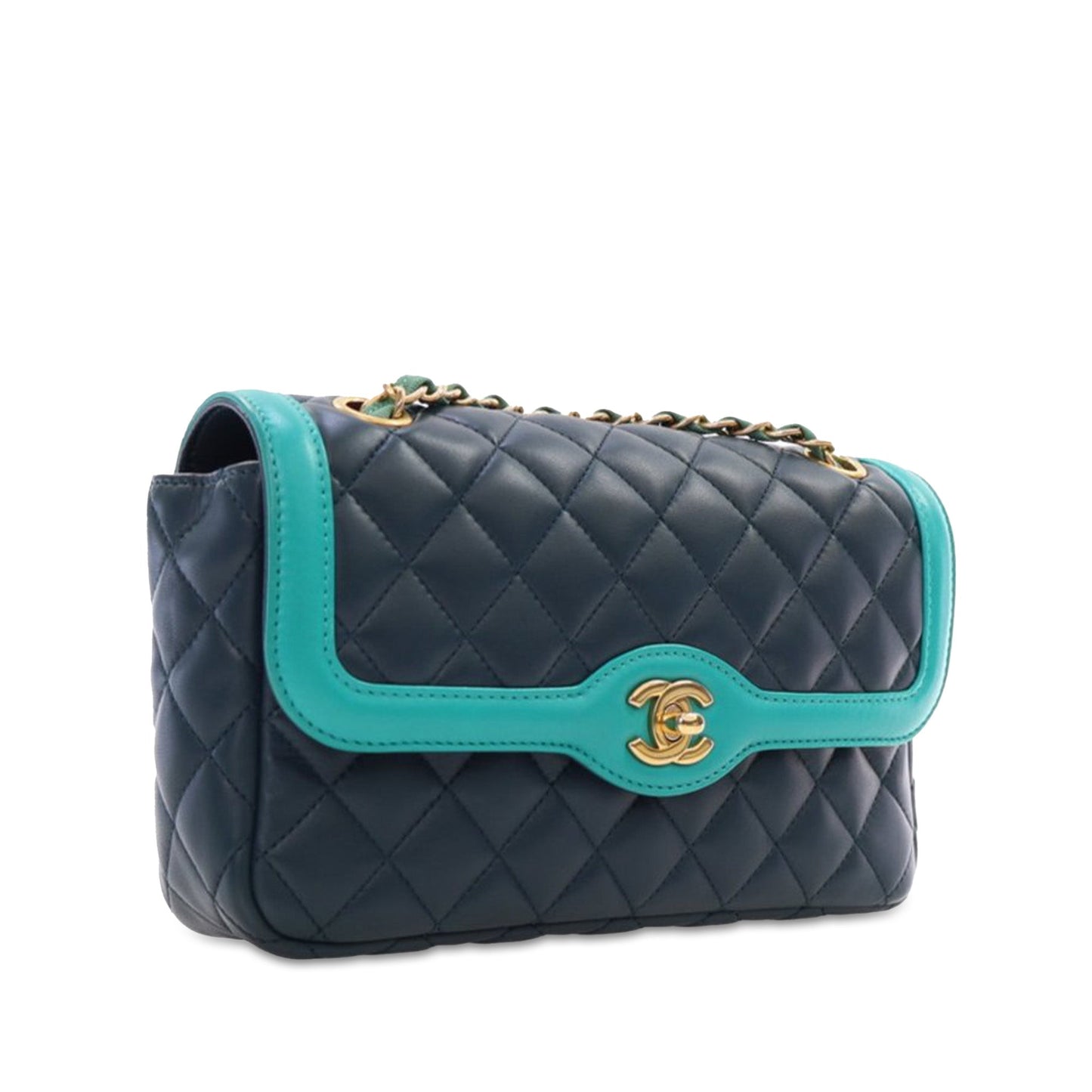 Blue Chanel Medium Quilted Lambskin Two-Tone Day Flap Crossbody Bag