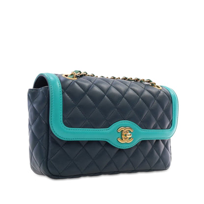 Blue Chanel Medium Quilted Lambskin Two-Tone Day Flap Crossbody Bag