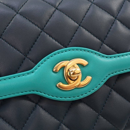 Blue Chanel Medium Quilted Lambskin Two-Tone Day Flap Crossbody Bag