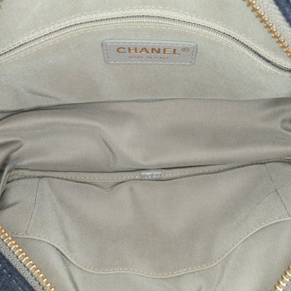 Blue Chanel CC Wool Shoulder Bag