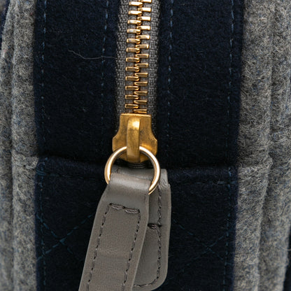 Blue Chanel CC Wool Shoulder Bag