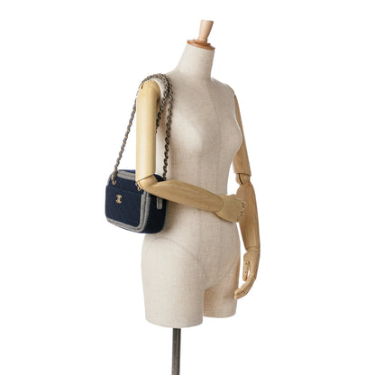 Blue Chanel CC Wool Shoulder Bag