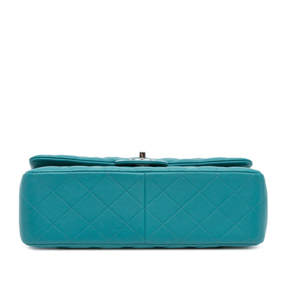 Blue Chanel Jumbo Classic Lambskin Double Flap Shoulder Bag