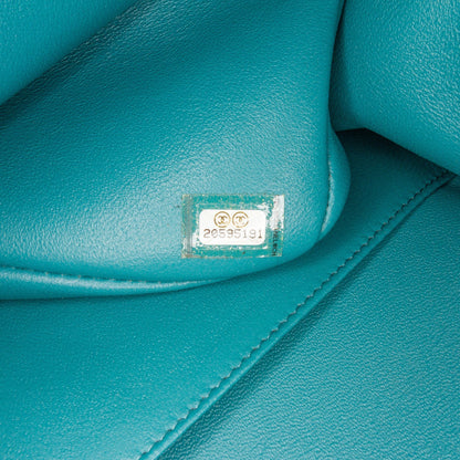 Blue Chanel Jumbo Classic Lambskin Double Flap Shoulder Bag