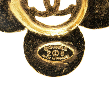 Gold Chanel Gold Plated CC Clover Brooch
