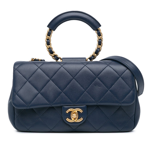 Blue Chanel Medium Lambskin In the Loop Flap Satchel