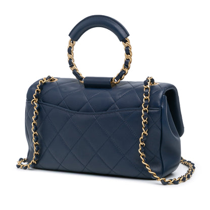 Blue Chanel Medium Lambskin In the Loop Flap Satchel