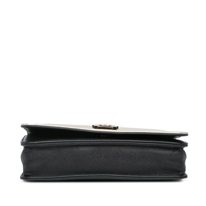 Black Chanel Bicolor Calfskin Boy Wallet On Chain Crossbody Bag