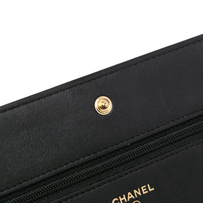 Black Chanel Bicolor Calfskin Boy Wallet On Chain Crossbody Bag