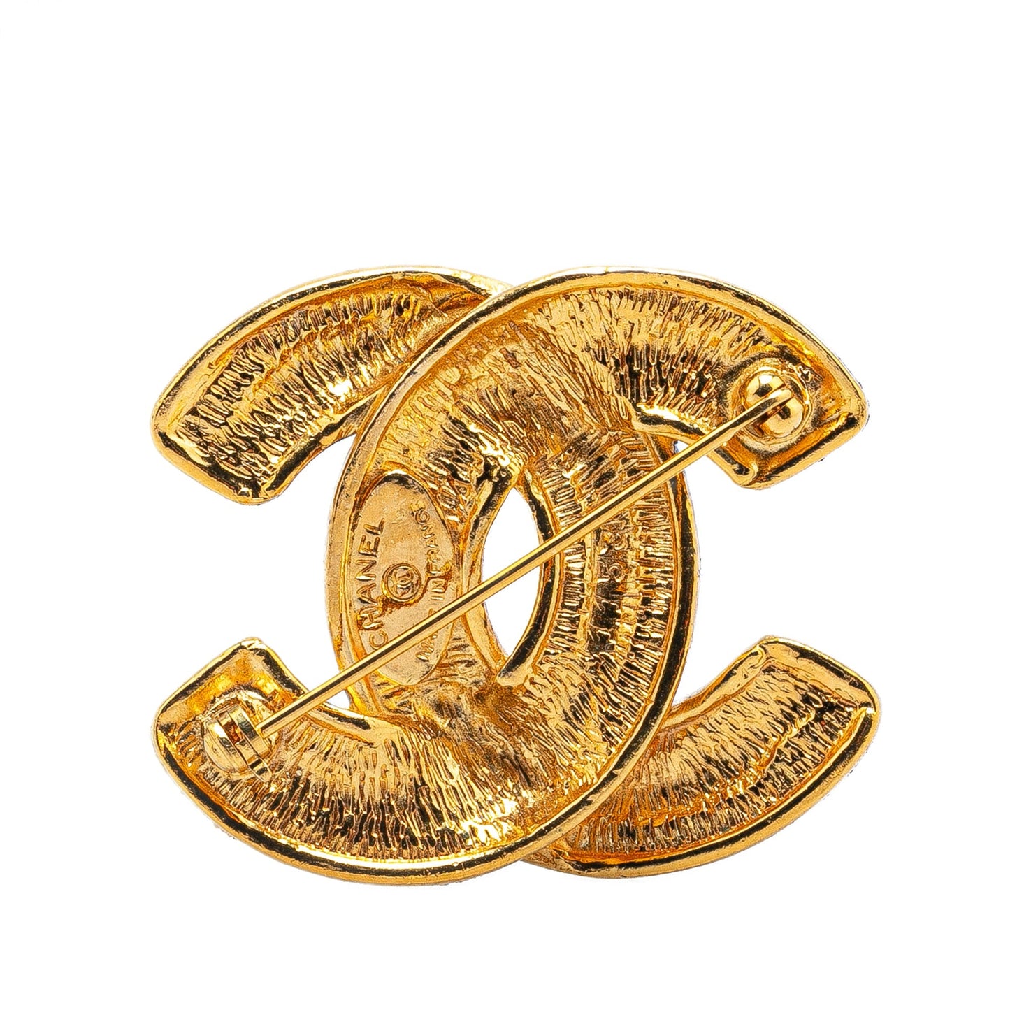 Gold Chanel Gold Plated CC Quilted Brooch