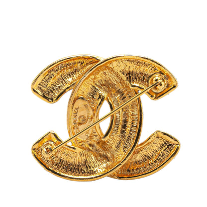 Gold Chanel Gold Plated CC Quilted Brooch