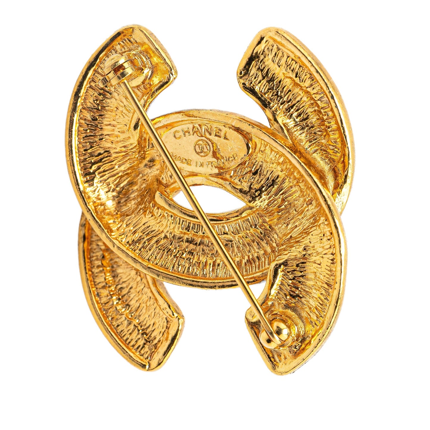 Gold Chanel Gold Plated CC Quilted Brooch