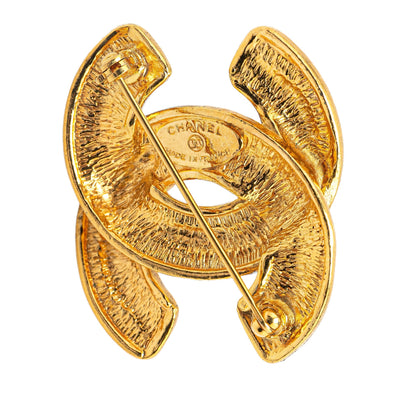 Gold Chanel Gold Plated CC Quilted Brooch