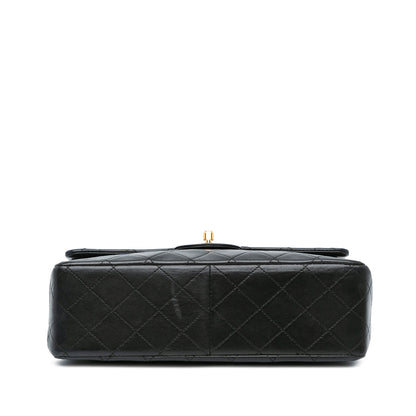 Black Chanel Medium Tall Classic Lambskin Double Flap Shoulder Bag