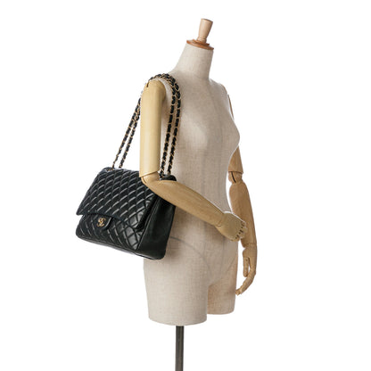Black Chanel Maxi Classic Lambskin Single Flap Shoulder Bag
