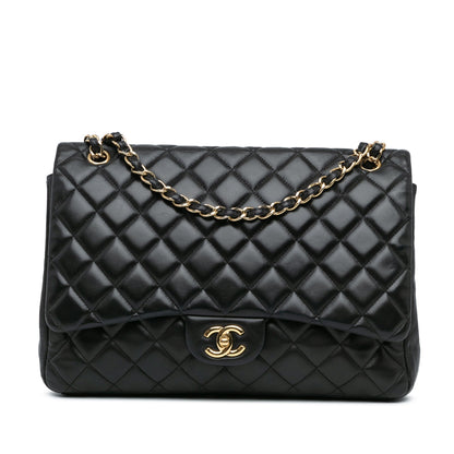 Black Chanel Maxi Classic Lambskin Single Flap Shoulder Bag