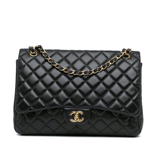 Black Chanel Maxi Classic Lambskin Single Flap Shoulder Bag