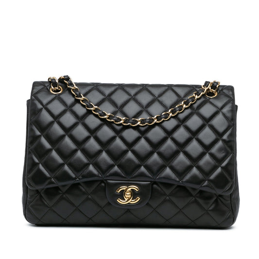 Black Chanel Maxi Classic Lambskin Single Flap Shoulder Bag