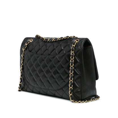 Black Chanel Maxi Classic Lambskin Single Flap Shoulder Bag