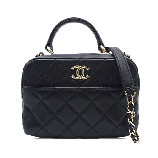 Black Chanel Small Lambskin Trendy CC Bowling Bag Satchel