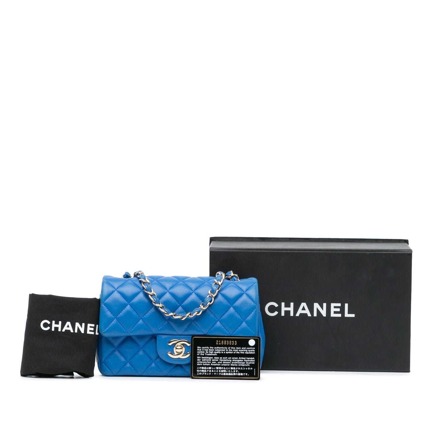 Blue Chanel Mini Rectangular Classic Lambskin Single Flap Crossbody Bag