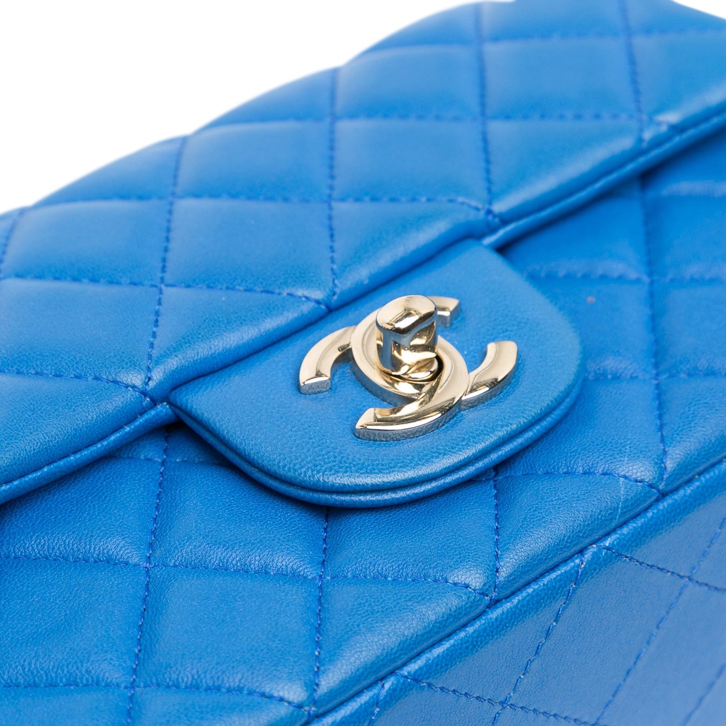 Blue Chanel Mini Rectangular Classic Lambskin Single Flap Crossbody Bag