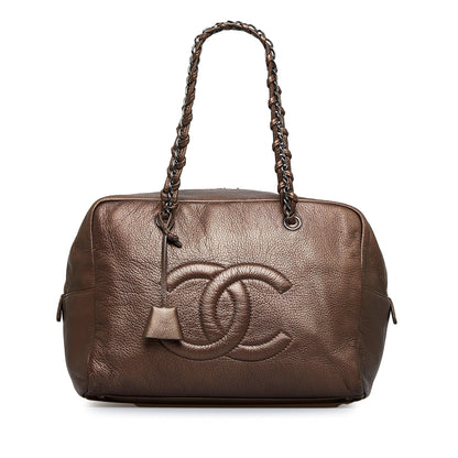 Chanel CC Chain Brown Lambskin Silver