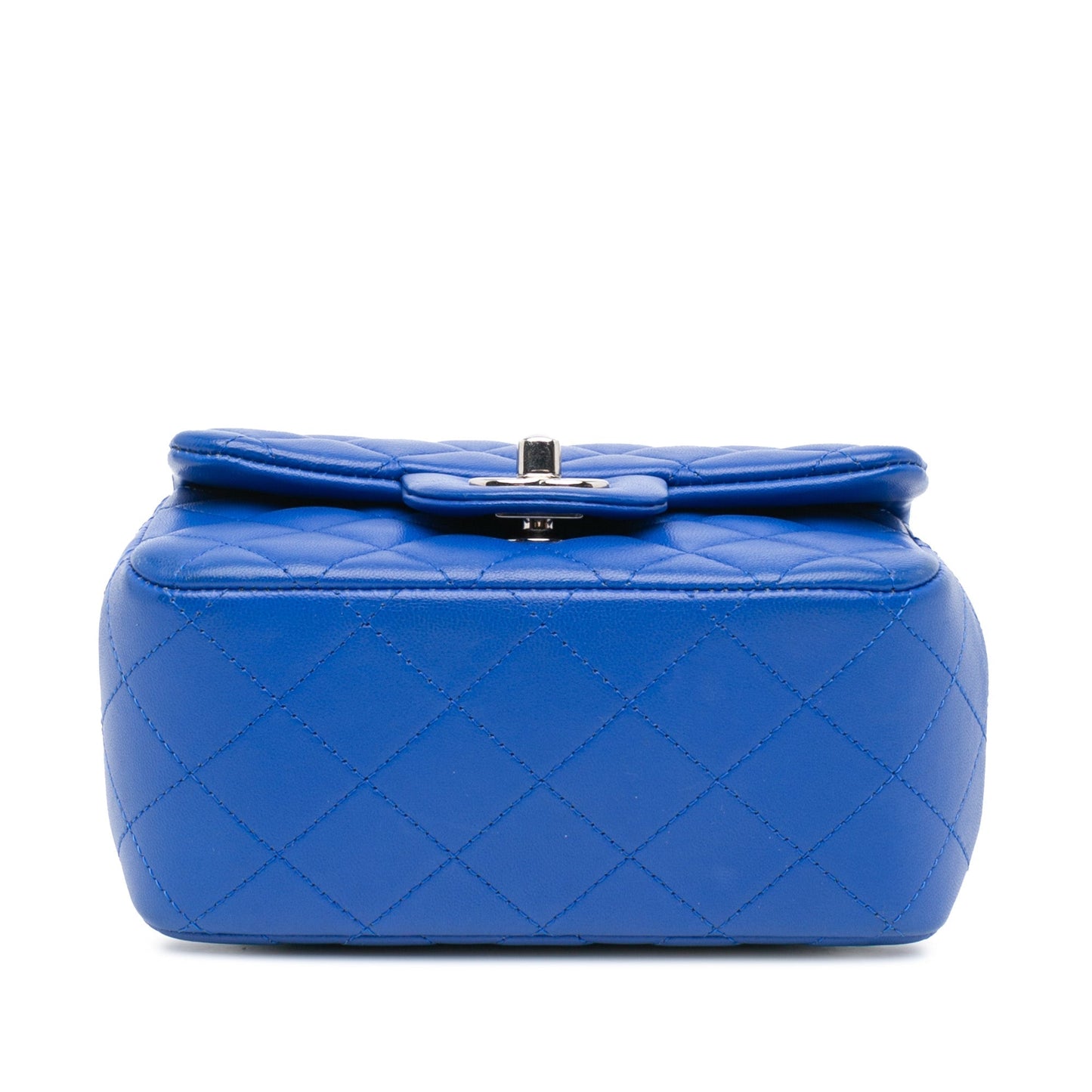 Blue Chanel Mini Square Classic Lambskin Single Flap Crossbody Bag