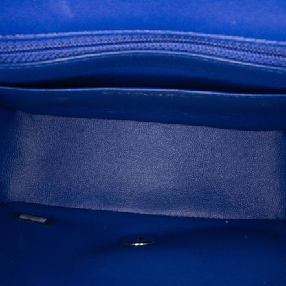 Blue Chanel Mini Square Classic Lambskin Single Flap Crossbody Bag