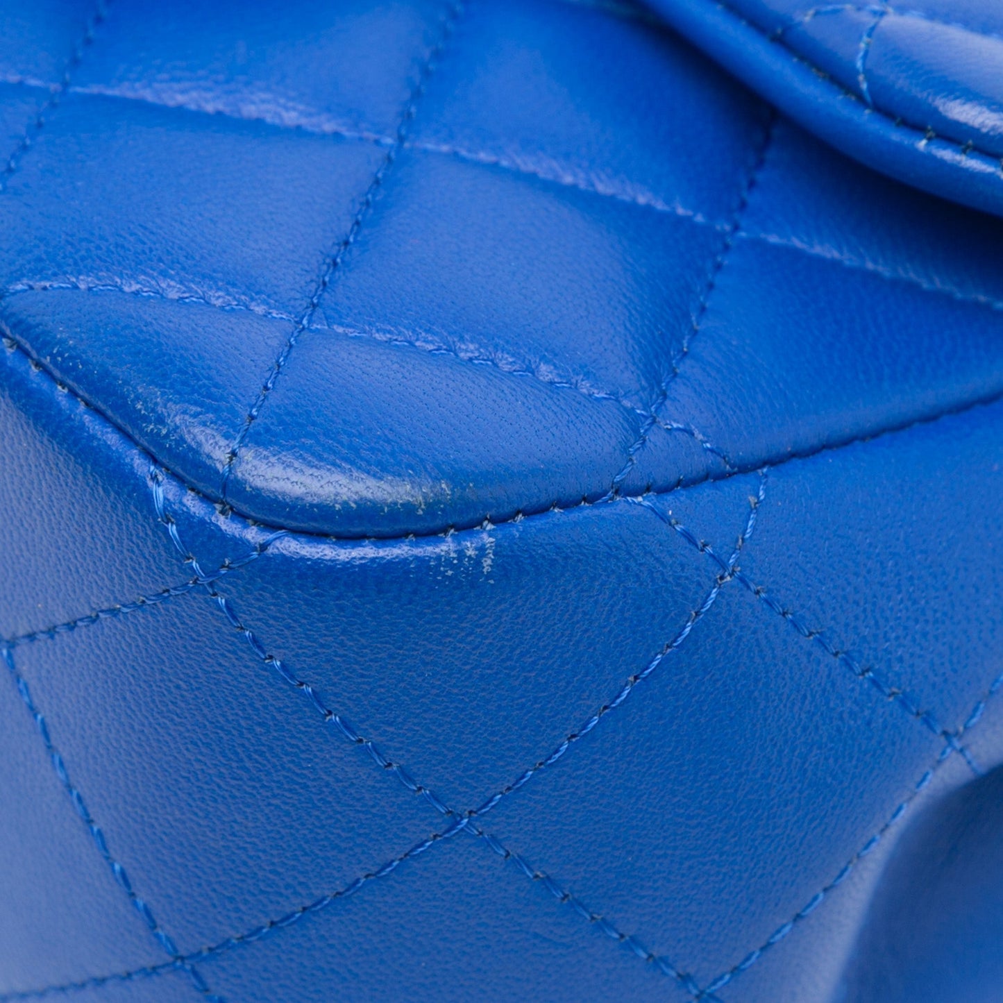 Blue Chanel Mini Square Classic Lambskin Single Flap Crossbody Bag
