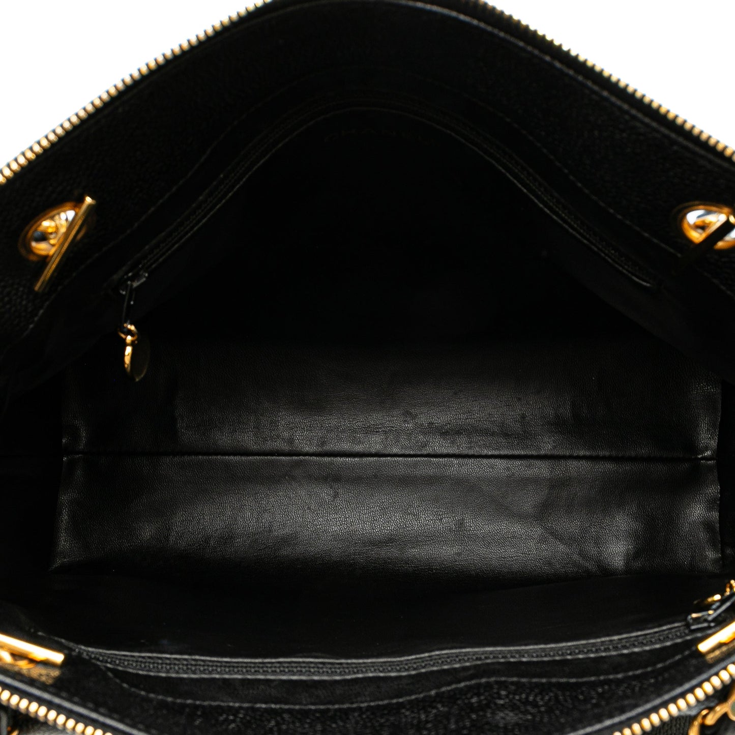 Black Chanel Caviar Front Pocket Chain Tote