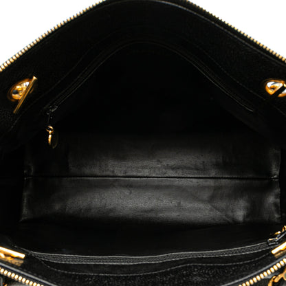 Black Chanel Caviar Front Pocket Chain Tote