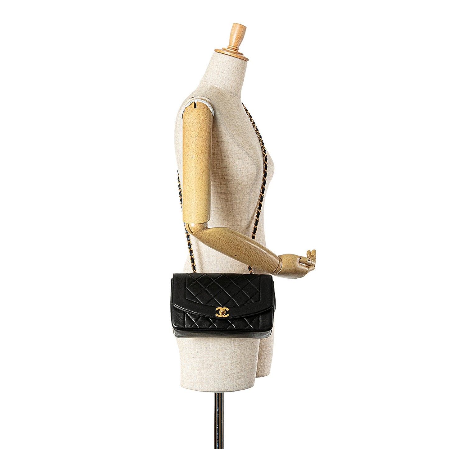 Black Chanel Medium Lambskin Diana Flap Crossbody Bag