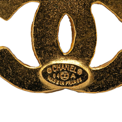 Gold Chanel Gold Plated Triple CC Brooch