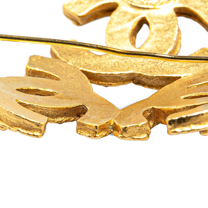 Gold Chanel Gold Plated Triple CC Brooch