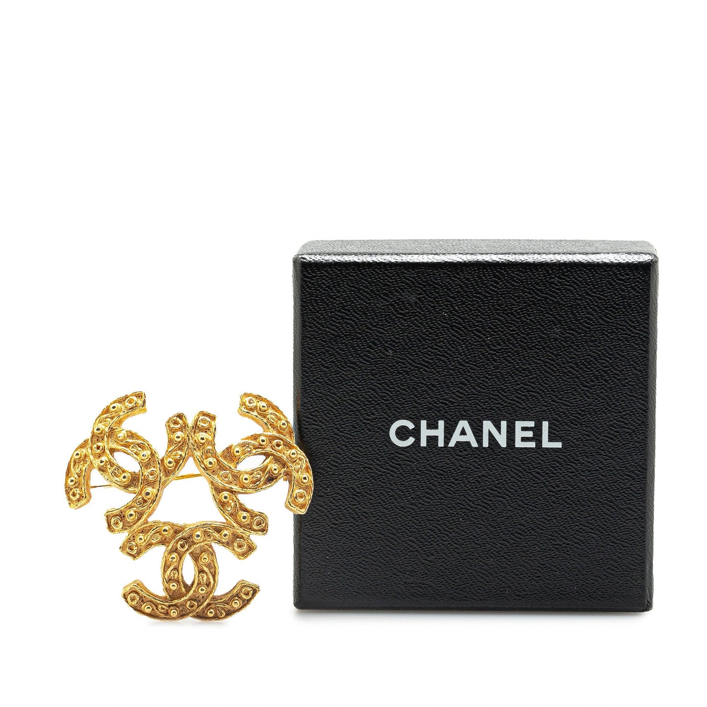 Gold Chanel Gold Plated Triple CC Brooch