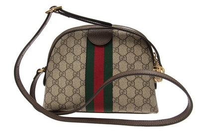 (WMNS) Gucci Ophidia Gold Logo Retro GG Stripe Webbing Canvas Shoulder Messenger Bag Small / Brown 499621-K05NG-8745