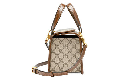 (WMNS) Gucci Canvas Horsebit 1955 Old Flower Logo Single-Shoulder Bag Mini Brown 645453-92TCG-8563