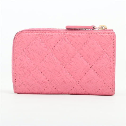 Chanel Matelasse Caviar Skin Coin Case L-shaped Zipper Pink